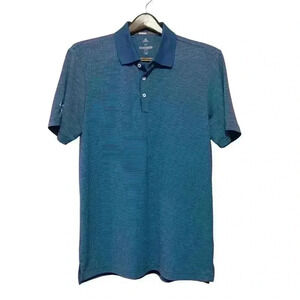 Adidas Golf Polo Shirt Mens Sz M Blue Striped Short Sleeve Moisture Wicking